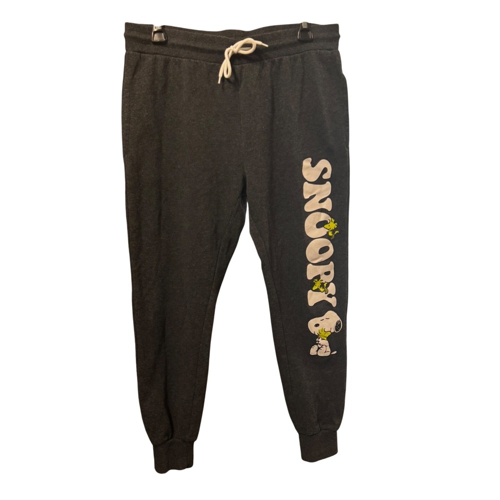 Peanuts Snoopy Woodstock Charcoal Heather Jogger Sweatpants Womens Large